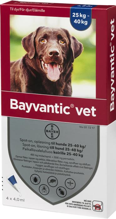 Bayvantic Vet Hund (25-40kg) - Flåt og loppemiddel Secas hundecenter - Hirtshals hundepension v/Rene Jürgensen